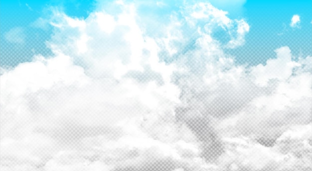 Realistic blue sky with a white clouds isolated on transparent background