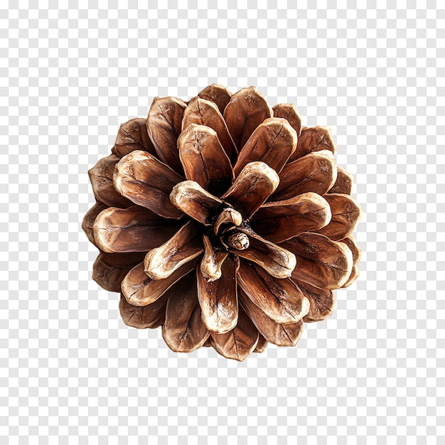 Realistic brown pine cone isolated on a transparent background for holiday decorations