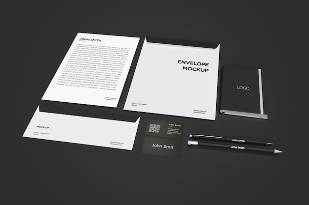 PSD realistic business stationery set mockup