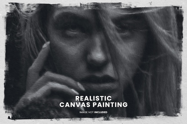 realistic canvas painting photo effect psd