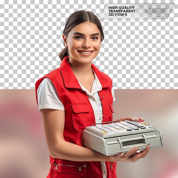 Realistic Cashier Friendly Expression on Transparent Background