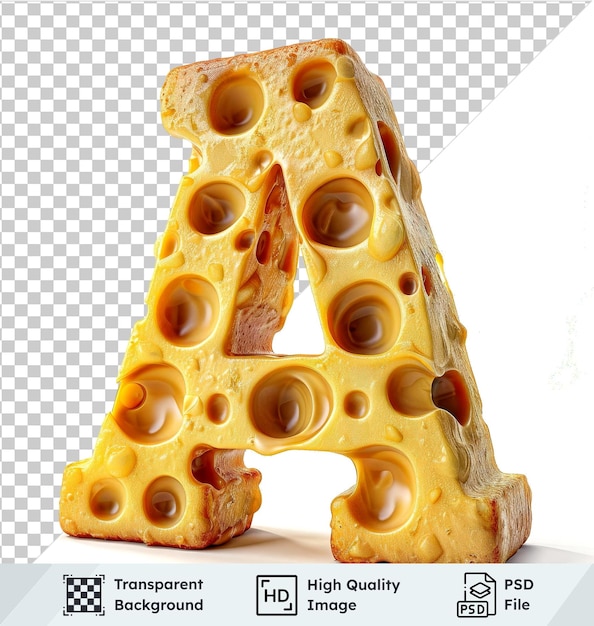 Realistic cheese alphabet letters AM isolated on transparent background PSD