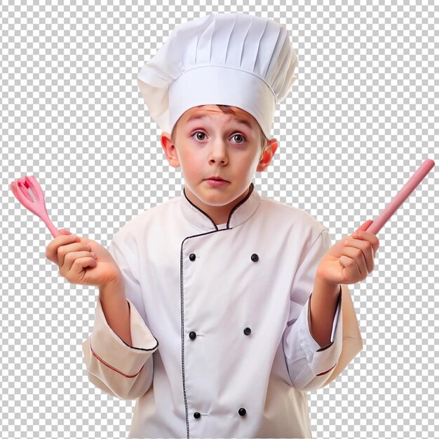 PSD realistic chef a chef with a happy smile wearing a hat on transparent background