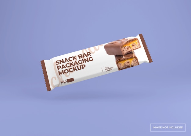 Realistic chocolate snack bar packaging mockup