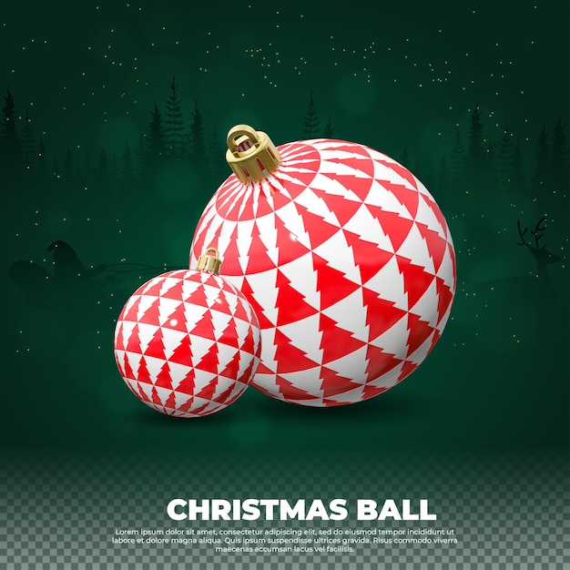 Realistic Christmas Ball 3d rendering