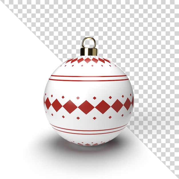 Realistic Christmas ball render with gold pattern isolated