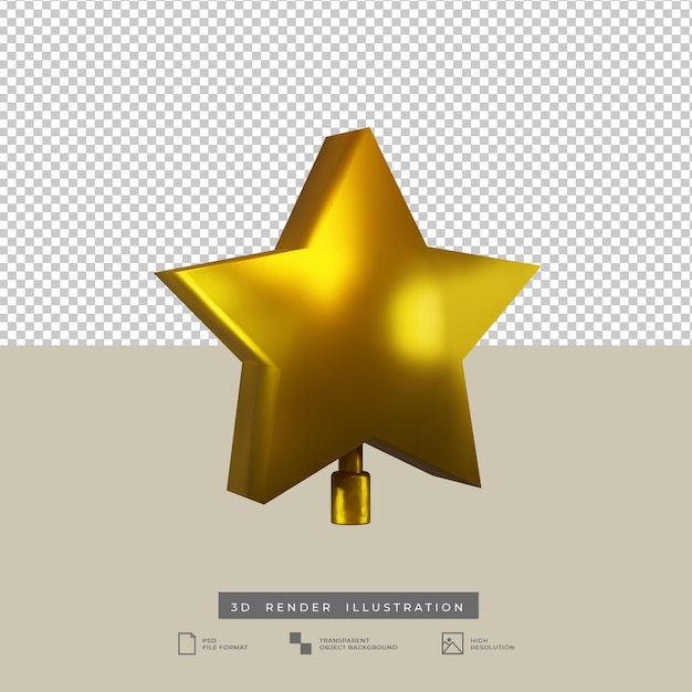 realistic christmas decoration golden star 3d illustration