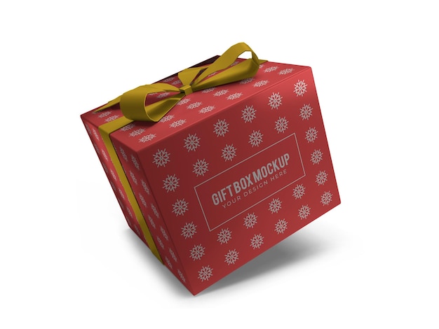 Realistic Christmas Gift Box Mockup Template Isolated