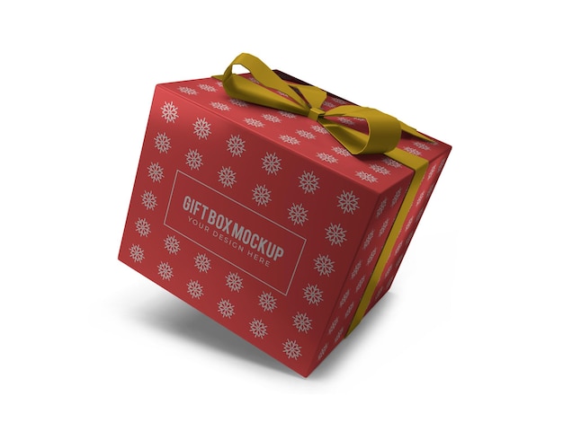 Realistic Christmas Gift Box Mockup Template Isolated