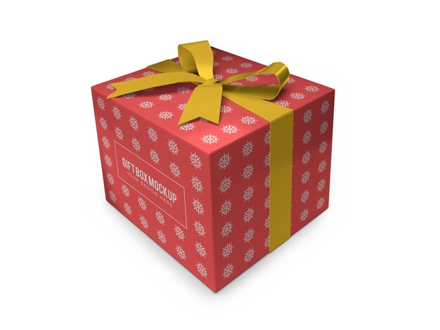 Realistic Christmas Gift Box Mockup Template Isolated