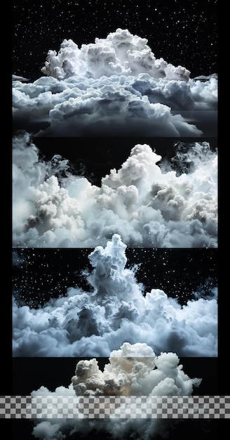 PSD realistic cloud collection set in transparent background