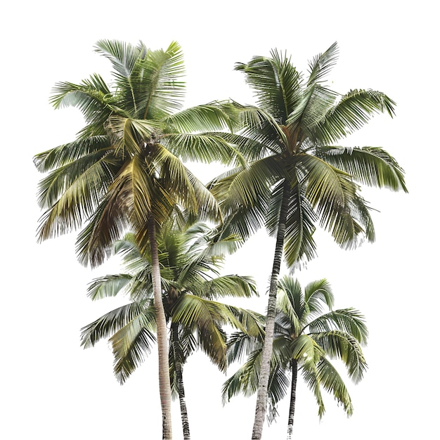 PSD realistic coconut palm trees isolated