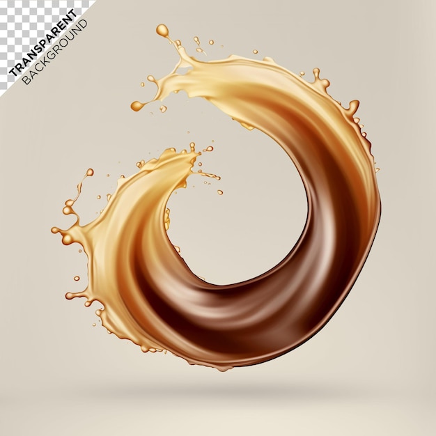 Realistic coffe juice splash in transparent background