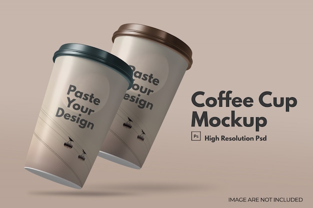 Realistic coffee cup mockup with lids 