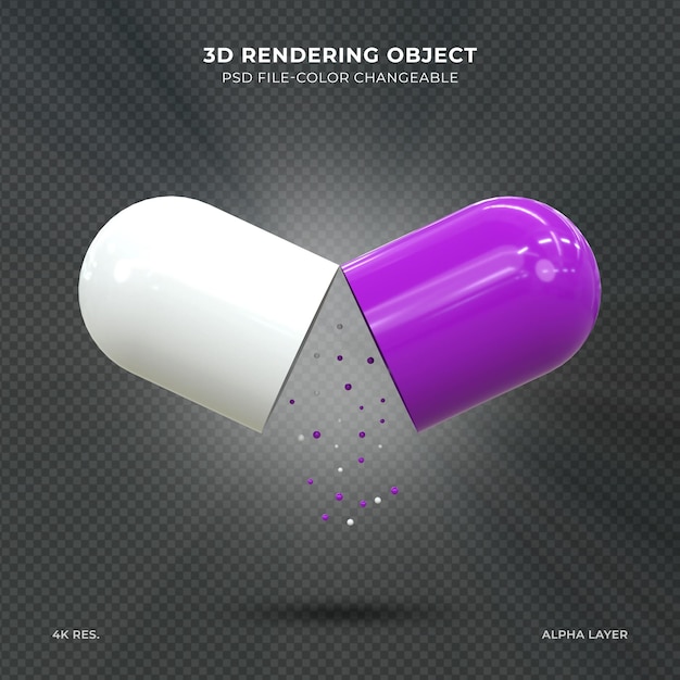 Realistic colorful medicinal pills 3d rendering Medical capsules