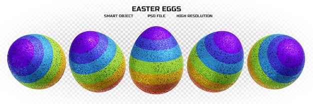 Realistic colorful rainbow easter eggs in high resolution with many perspectives