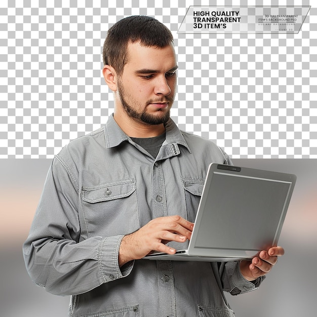 Realistic Computer Technician on Transparent Background