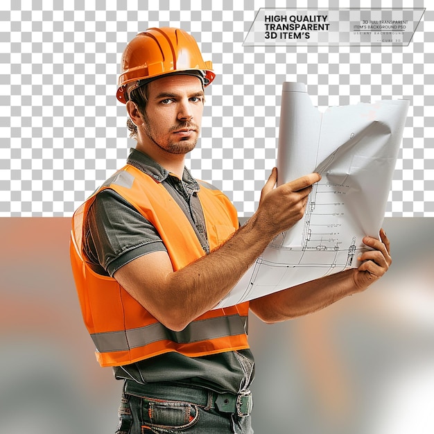 PSD realistic construction worker a construction worker on transparent background