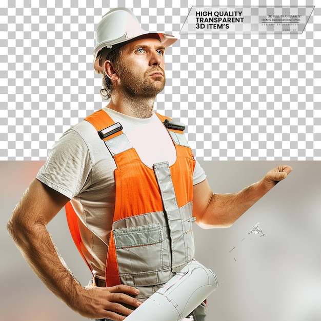 PSD realistic construction worker a construction worker on transparent background