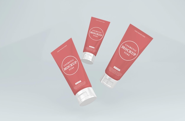 Realistic cosmetic cream tube mockup template