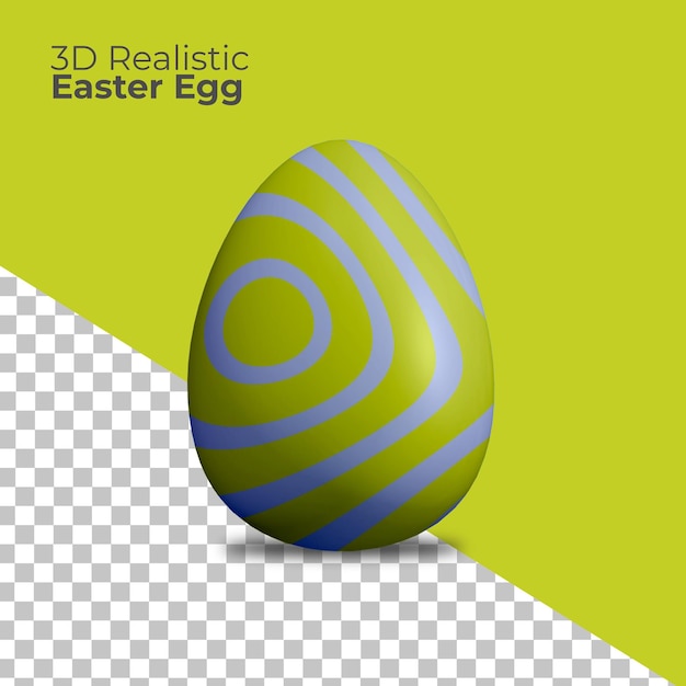 Realistic Decorated Green 3D Easter Egg