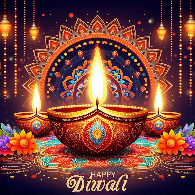 Realistic design diwali sale with candles lights