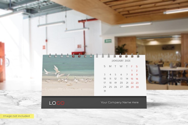 Realistic desk calendar mockup design