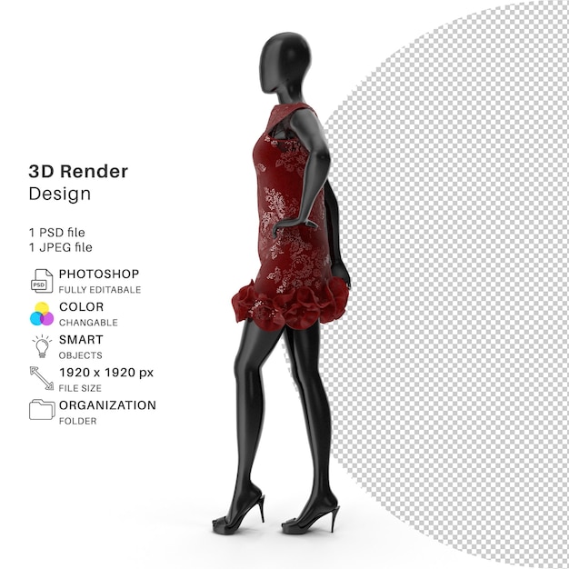 Realistic Dresses On Female Mannequins 3D Modeling PSD File