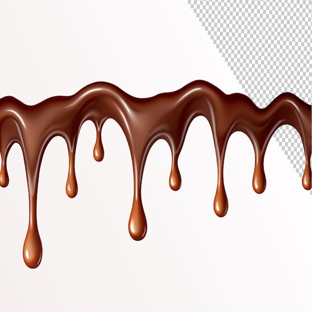 PSD realistic dripping chocolate texture vector border on transparent background