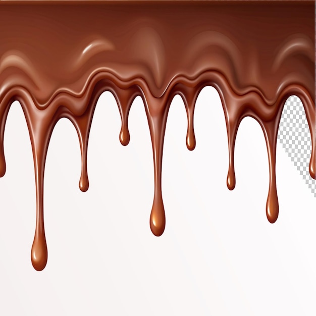 PSD realistic dripping chocolate texture vector border on transparent background