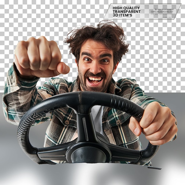 Realistic Driver with a Cheerful Expression on transparent background