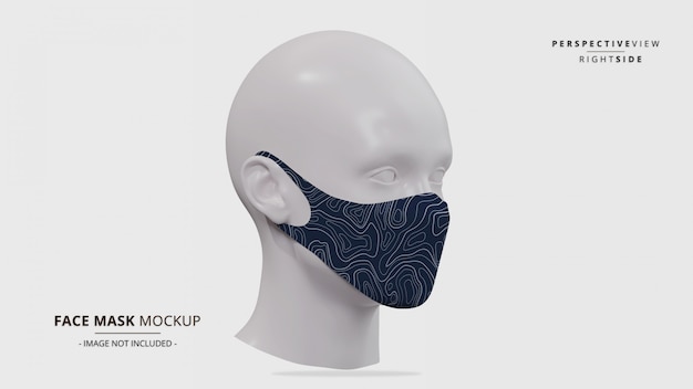 PSD realistic earloop face mask mockup perspective right side view