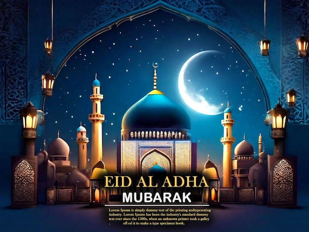 Realistic eid al adha bakrid greeting design