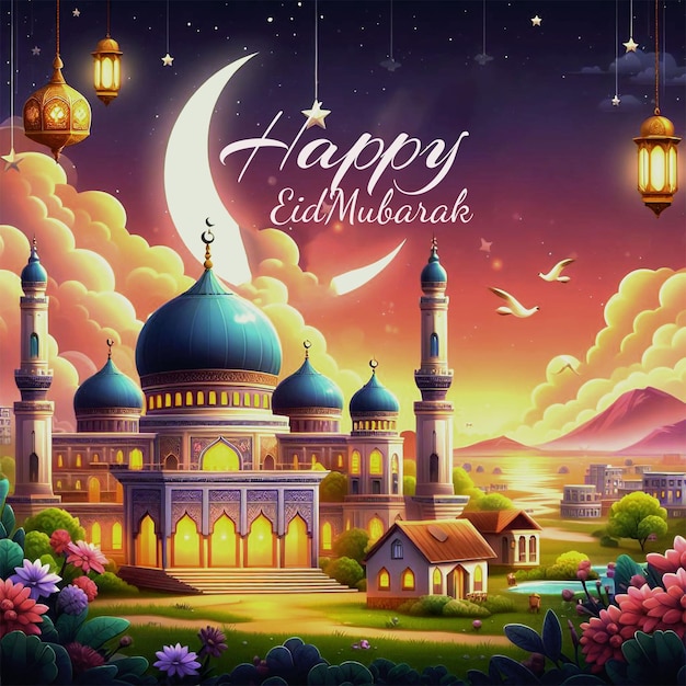 Realistic eid al adha greeting design card background