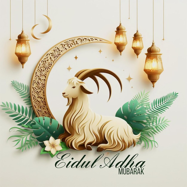 Realistic eid al adha greeting design card background