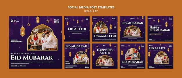 Realistic eid al-fitr design template