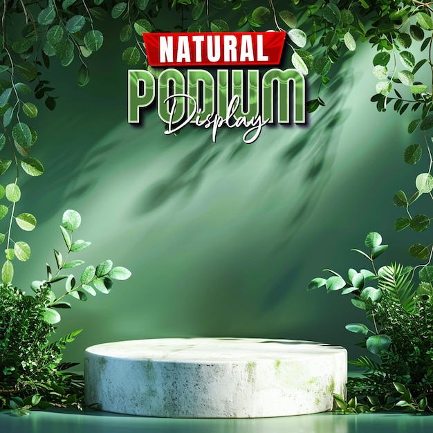 Realistic empty podium with nature beautiful background