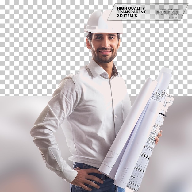 Realistic engineer An engineer with a confident look on transparent background