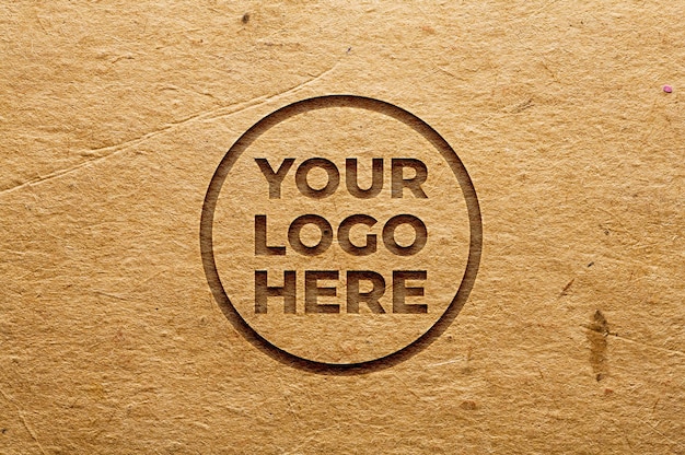 Realistic engraved Paper effect logo mockup