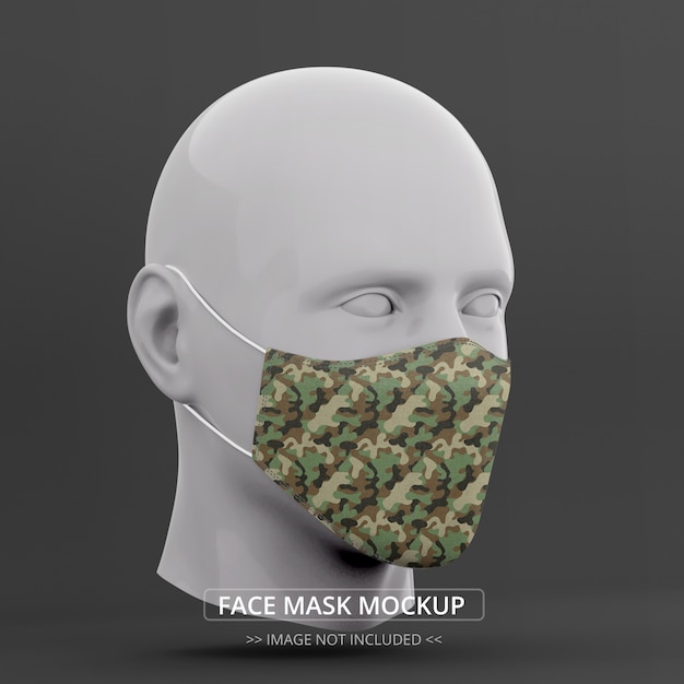 PSD realistic face mask mockup perspective right side view