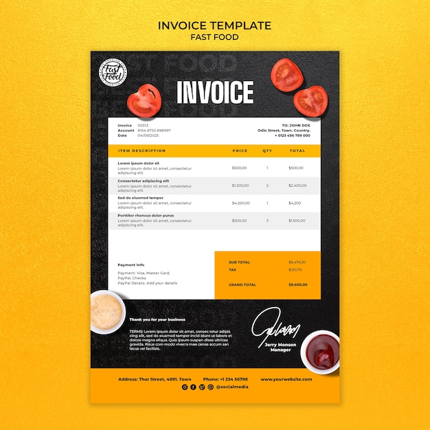 Realistic fast food template design