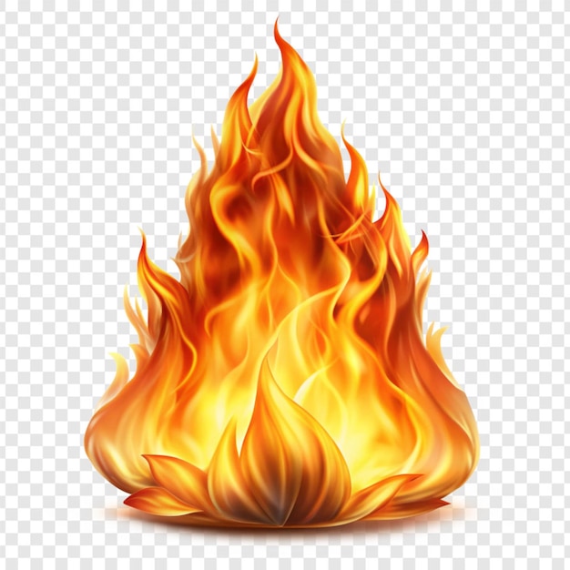 PSD realistic fire flame isolated on transparent background