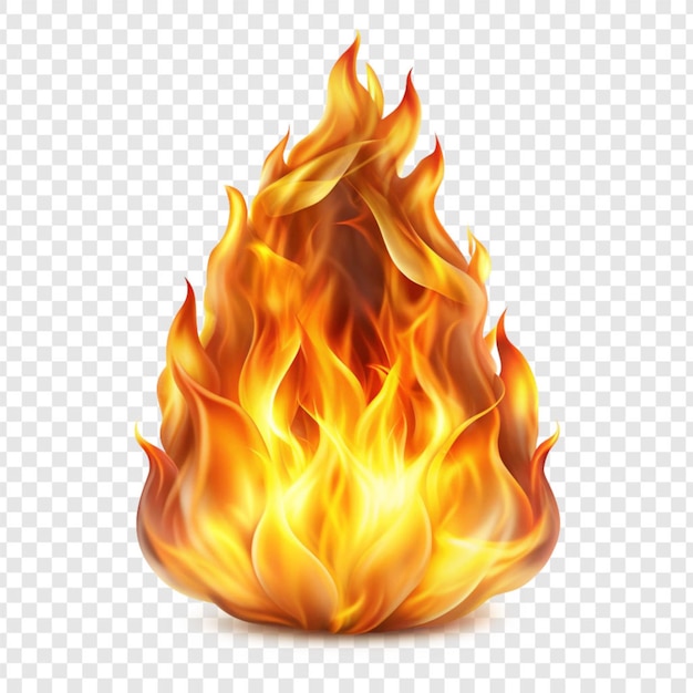 PSD realistic fire flame isolated on transparent background