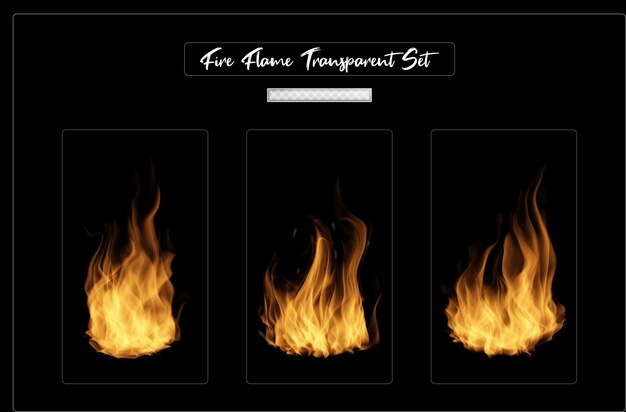 PSD realistic fire flames effect set