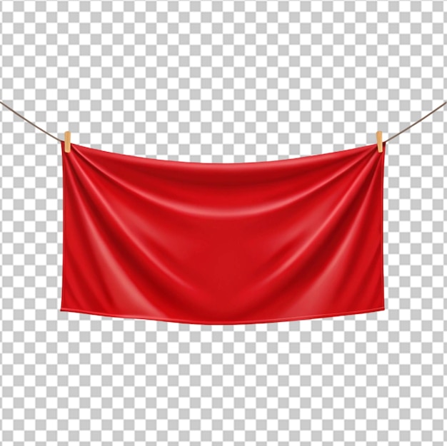 Realistic flag pennant mockup set with isolated images of hanging red pennons of different border shape illustration