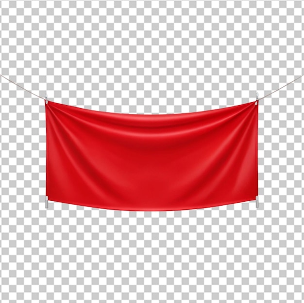 Realistic flag pennant mockup set with isolated images of hanging red pennons of different border shape illustration