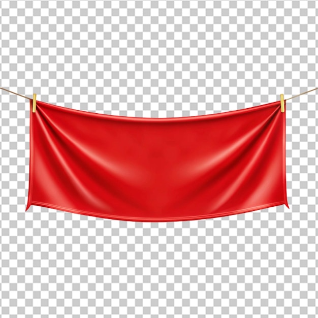 Realistic flag pennant mockup set with isolated images of hanging red pennons of different border shape illustration