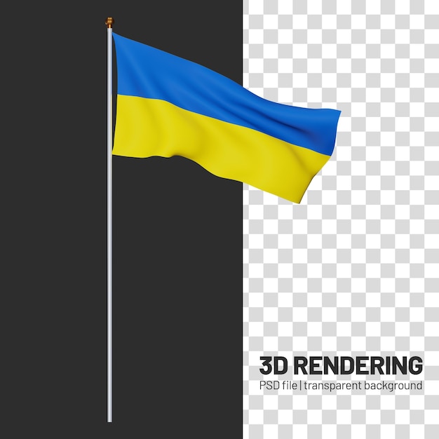 Realistic flag of Ukraine 3d rendering