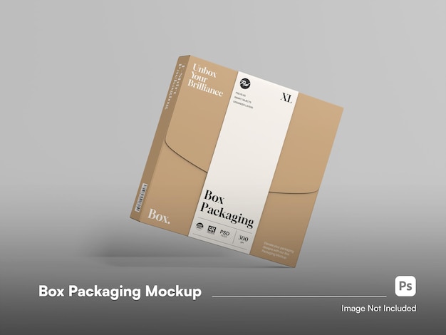 PSD realistic floating box package 3d isolated mockup