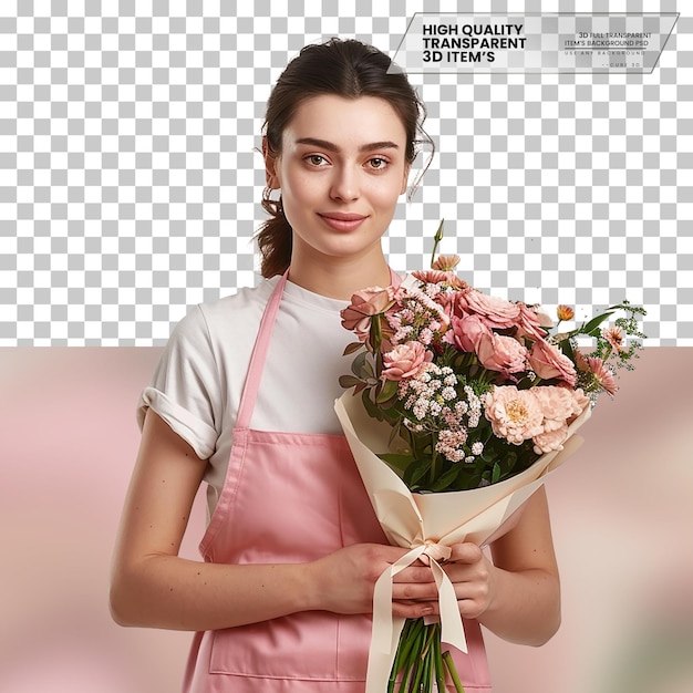 Realistic Florist with a Cheerful Smile on transparent background